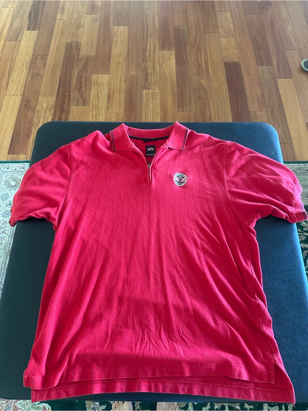 Vintage Yin Yang Nike Logo Men's Red Polo Shirt U.S. Open Olympic Golf Club Logo